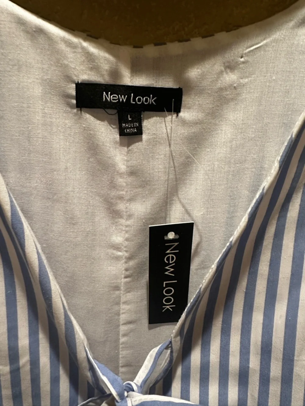 New Look Blue & White Striped Tie-Front Short Set